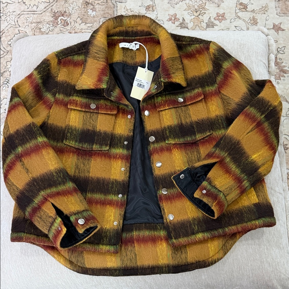 M N M L Men’s Plaid Button-Up Jacket